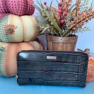 Kate ♠️  Spade Black Croc Embossed Wallet